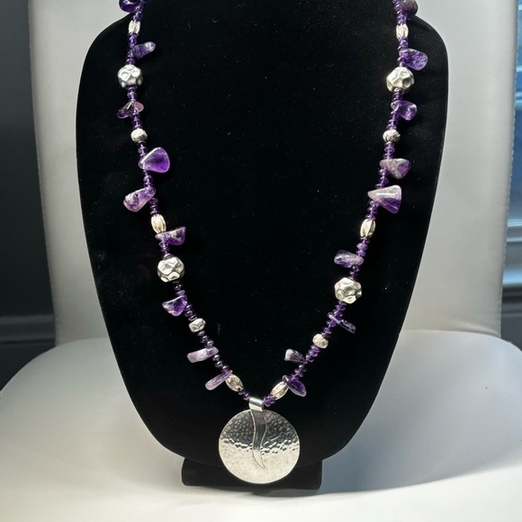 Amethyst and sterling long necklace